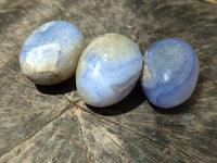 Polished Blue Lace Agate Eggs and Free Forms x 12 From Nsanje, Malawi