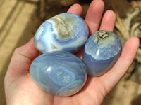 Polished Blue Lace Agate Eggs and Free Forms x 12 From Nsanje, Malawi