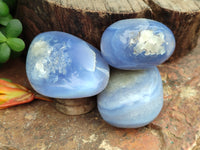 Polished Blue Lace Agate Eggs and Free Forms x 12 From Nsanje, Malawi