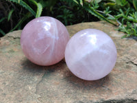 Polished Rose Quartz Spheres x 3 From Ambatondrazaka, Madagascar