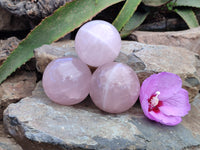 Polished Rose Quartz Spheres x 3 From Ambatondrazaka, Madagascar