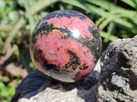 Polished Rhodonite Spheres x 3 From Ambindavato, Madagascar