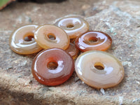 Polished Botswana Agate Donut Pendants x 13 From Botswana