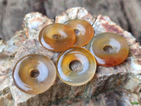 Polished Botswana Agate Donut Pendants x 13 From Botswana