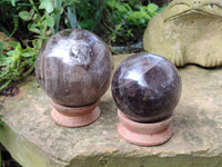 Polished Smokey Quartz Spheres / Balls x 2 From Madagascar