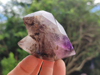 Polished Smokey Window Amethyst Quartz Crystals x 7 From Akansobe, Madagascar