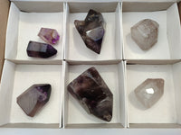 Polished Smokey Window Amethyst Quartz Crystals x 7 From Akansobe, Madagascar