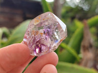 Polished Smokey Window Amethyst Quartz Crystals x 7 From Akansobe, Madagascar