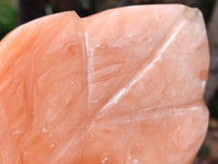 Polished Orange Twist Calcite Leaf Carving Standing Free Forms x 2 From Madagascar