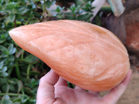 Polished Orange Twist Calcite Leaf Carving Standing Free Forms x 2 From Madagascar