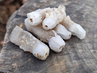 Natural Drusy Quartz Coated Calcite Pseudomorph Specimens x 35 From Lesotho