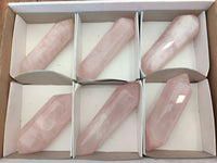 Polished Double Terminated Rose Quartz Points x 6 From Ambatondrazaka, Madagascar