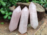 Polished Double Terminated Rose Quartz Points x 6 From Ambatondrazaka, Madagascar