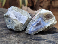 Natural Blue Lace Agate Geode Specimens x 12 From Nsanje, Malawi