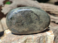 Polished Rare Pharaoh Stone Pyrite in Basalt Galet-Palm Stones x 12 Iron Duke Mine, Zimbabwe