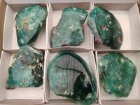 Polished On One Side Emerald Mtorolite Plates x 6 From Mutorashanga, Zimbabwe