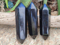 Polished Black Basalt Double Terminated Points x 4 From Antsirabe, Madagascar