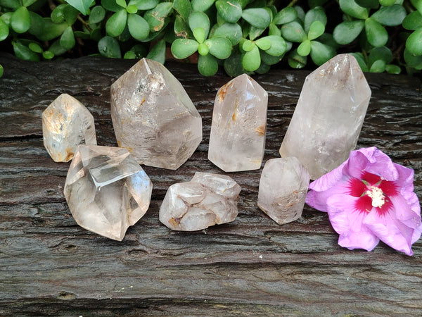 Polished Inclusion Quartz Crystals x 7 From Madagascar