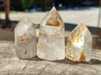 Polished Inclusion Quartz Crystals x 7 From Madagascar