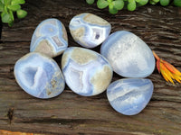 Polished Blue Lace Agate Geodes x 6 From Nsanje, Malawi