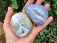 Polished Blue Lace Agate Geodes x 6 From Nsanje, Malawi