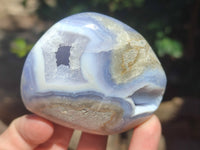 Polished Blue Lace Agate Geodes x 6 From Nsanje, Malawi