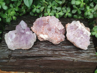 Natural Jacaranda Amethyst Quartz Clusters x 3 From Mumbwa, Zambia