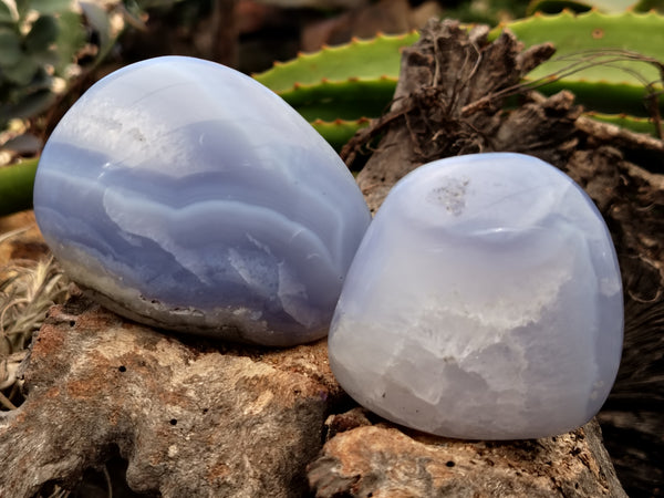 Polished Blue Lace Agate Geodes x 12 From Nsanje, Malawi