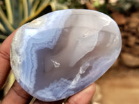 Polished Blue Lace Agate Geodes x 12 From Nsanje, Malawi