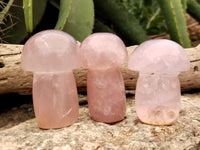 Polished Rose Quartz Mushrooms x 6 From Ambatondrazaka, Madagascar