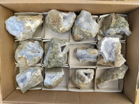 Natural Blue Lace Agate Geode Specimens x 12 From Nsanje, Malawi