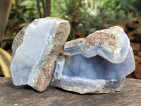 Natural Blue Lace Agate Geode Specimens x 12 From Nsanje, Malawi