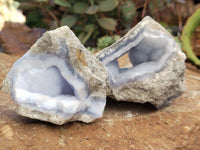 Natural Blue Lace Agate Geode Specimens x 12 From Nsanje, Malawi