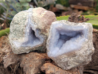 Natural Blue Lace Agate Geode Specimens x 12 From Nsanje, Malawi