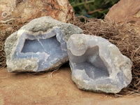 Natural Blue Lace Agate Geode Specimens x 12 From Nsanje, Malawi