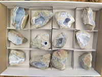 Natural Blue Lace Agate Geode Specimens x 12 From Nsanje, Malawi