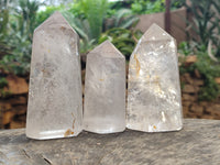 Polished Frosted Quartz Crystal Points x 4 From Madagascar