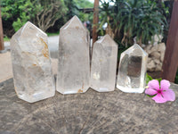 Polished Frosted Quartz Crystal Points x 4 From Madagascar