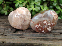 Polished Fossil Flower Agate Hearts x 6 From Antsahalova, Madagascar