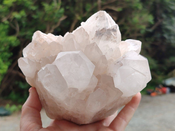 Natural White Quartz Clusters x 2 from Madagascar