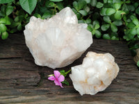 Natural White Quartz Clusters x 2 from Madagascar