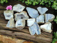 Natural Blue Lace Agate Geode Specimens x 12 From Nsanje, Malawi