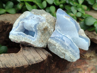 Natural Blue Lace Agate Geode Specimens x 12 From Nsanje, Malawi