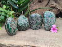 Polished Emerald Mica In Matrix Standing Free Forms x 4 From Mutoko, Zimbabwe