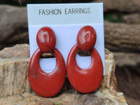 Polished Pair of Red Jasper Go-Go Fashion Earrings - Sold per Pair - From South Africa