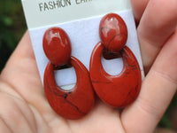 Polished Pair of Red Jasper Go-Go Fashion Earrings - Sold per Pair - From South Africa