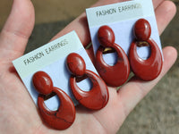 Polished Pair of Red Jasper Go-Go Fashion Earrings - Sold per Pair - From South Africa