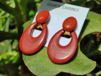 Polished Pair of Red Jasper Go-Go Fashion Earrings - Sold per Pair - From South Africa