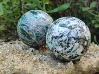 Polished Emerald Mica In Matrix Spheres x 2 From Mutoko, Zimbabwe