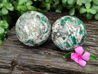 Polished Emerald Mica In Matrix Spheres x 2 From Mutoko, Zimbabwe